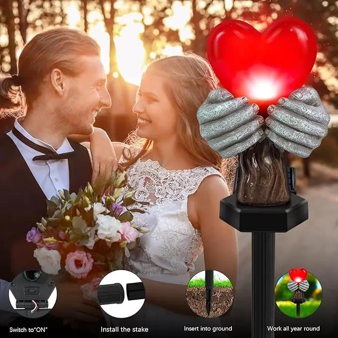 Solar Garden Lights Outdoor,Solar Red Heart Stake Lights,Garden Statue Lights Heart Lights Birthday Gifts for Women Mom Grandma Her,Valentine's Theme Decor for Lawn Yard Pathway Cemetery Porch by GreenHaven Gardens