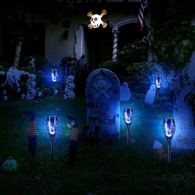 Toodour Solar Torch Flame Lights, 12 Pack Solar Lights Outdoor with Flickering Flame, Waterproof Solar Pathway Lights Landscape Decoration Lighting for Garden, Lawn, Yard, Outdoor Decorations - Blue by GreenHaven Gardens