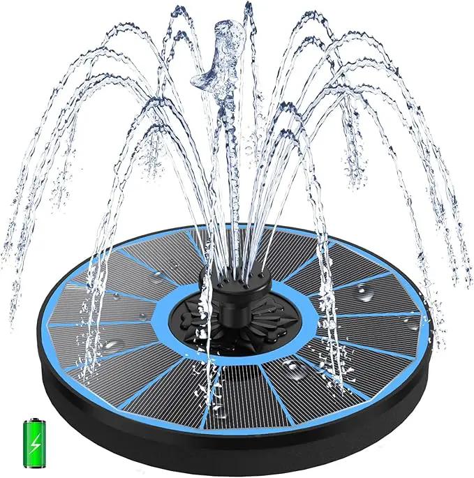 Solar Water Fountain with 2000 mAh Battery Backup Works in Cloudy, 3.5 W Glass Small Solar Fountain Pump with 7 Nozzles, Bird Bath Fountains Solar Power for Bird Bath, Hummingbird,Pond, Garden by GreenHaven Gardens