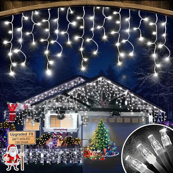 98FT 900LED F8 Upgraded Christmas Lights Decorations Waterproof 8 Modes Christmas Lights Outdoor with Memory and Timer Fairy Lights Plug-in Christmas String Lights for Holiday Party Wedding Home Roof by GreenHaven Gardens