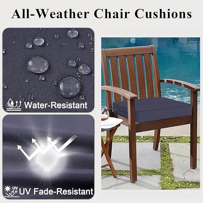 Outdoor Chair Cushions Set of 2 for Patio Furniture 22x22x4 Inch Waterproof Patio Chair Cushion 3 Year Color Fastness Square Elastic Foam Garden Sofa Couch Pads with Ties and Handle,Grey by GreenHaven Gardens