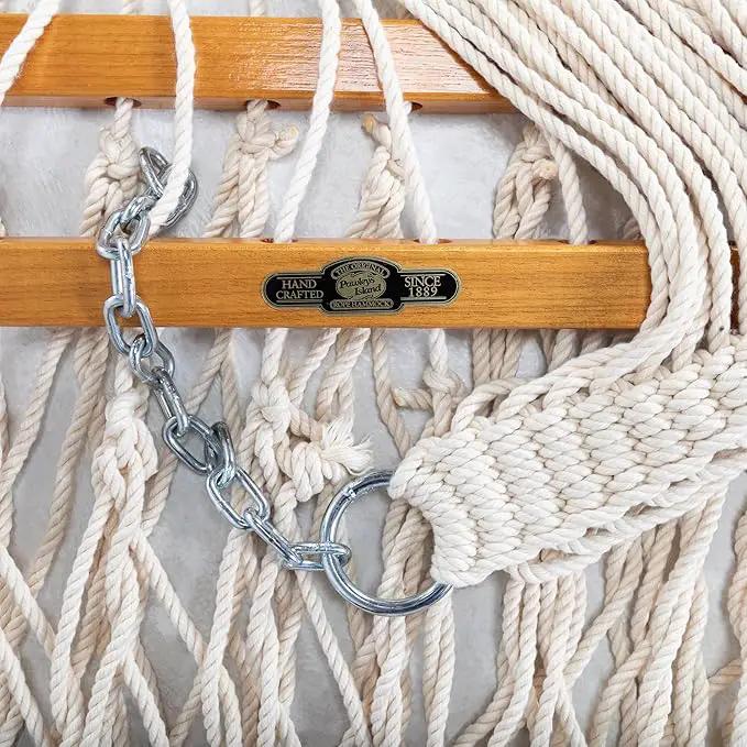 Original Pawleys Island 13DCOT Large Oatmeal DURACORD Rope Hammock with Free Extension Chains & Tree Hooks, Handcrafted in The USA, Accommodates 2 People, 450 LB Weight Capacity, 13 ft. x 55 in. by GreenHaven Gardens
