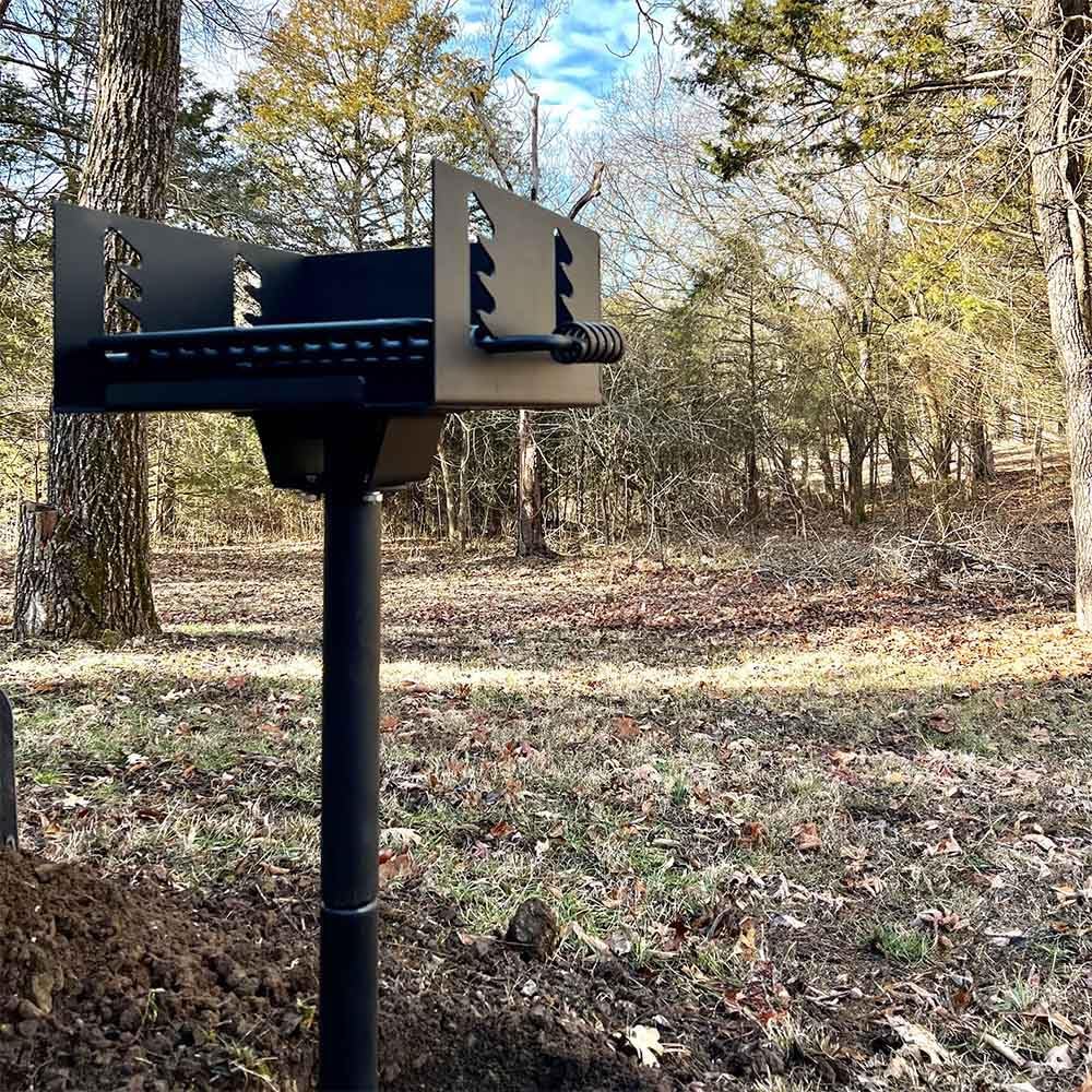 Ash & Ember Park-Style Grill, 256 Sq. In Charcoal Grill, 16.5x16x8, Single Post Outdoor Cooking Grill for Backyard BBQ, Camp Grilling Barbecues, Small-Sized Parties, Grill Delicious Meats, Vegetables by GreenHaven Gardens