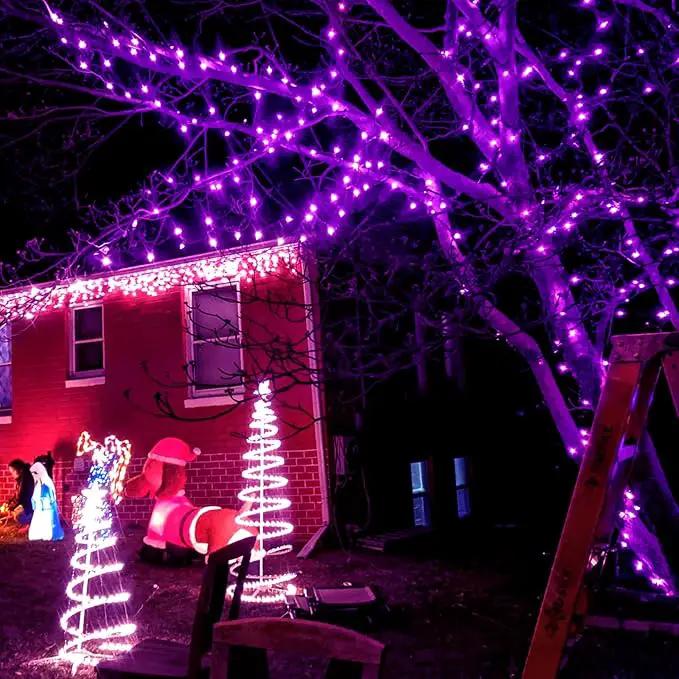 JMEXSUSS 2 Pack Purple Solar Christmas Lights, 33ft 100 LED Purple Solar Lights Outdoor, Waterproof 8 Modes Purple Fairy Lights for Outside Tree Garden Patio Christmas Halloween Decorations by GreenHaven Gardens