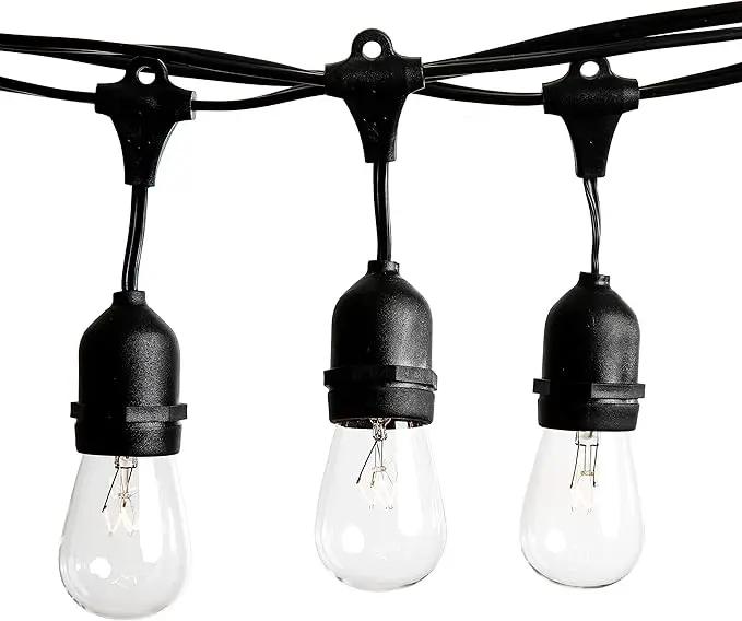 Hometown Evolution, Inc. 24 Foot E26 Outdoor Commercial String Lights with Suspended Socket for Weatherproof Heavy Duty Vintage Outside Lighting - Set of 12 S14 Clear Bulbs by GreenHaven Gardens