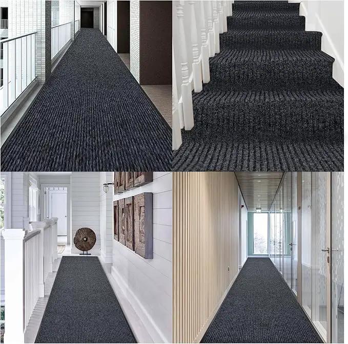 Rubber Door Mat About W3' ×L16' Heavy Duty Large Outdoor Indoor Mat Durable Entrance Doormat Waterproof Rubber Back Rugs for Home Entryway Patio Porch Office Business Areas (Grey) by GreenHaven Gardens