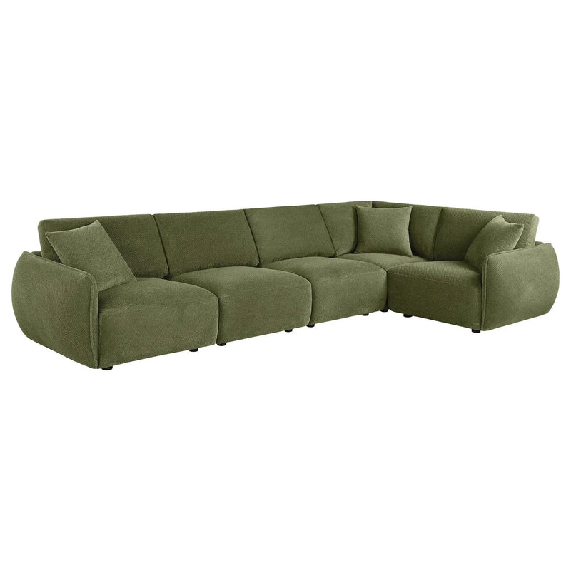 Elysia 5-piece Chenille Upholstered Modular Sectional Sofa Green by Unique Piece Furniture
