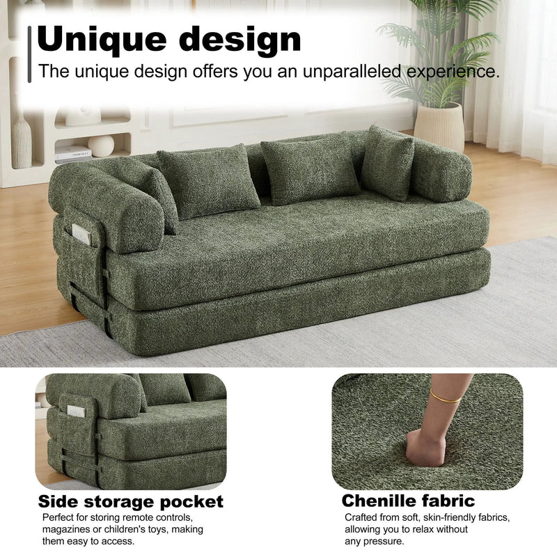 Convertible Sleeper Sofa Bed With Cylindrical Pillow by HouseOfZazla