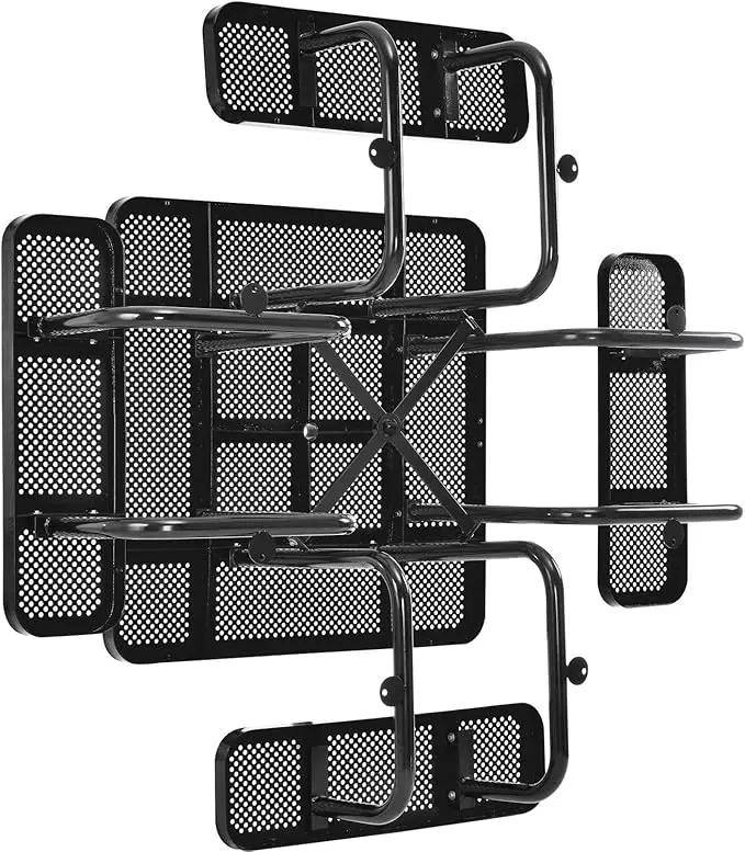 Global Industrial 46" Square Perforated Metal Outdoor Picnic Table, 81" W x 81" D Overall, Black by GreenHaven Gardens