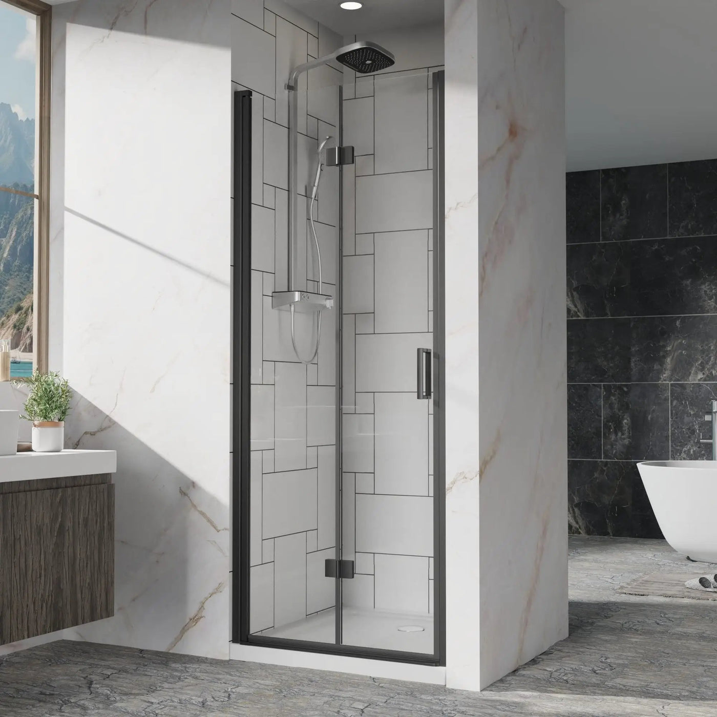 Bifold Frameless Shower Door With Tempered Clear Glass by HouseOfZazla