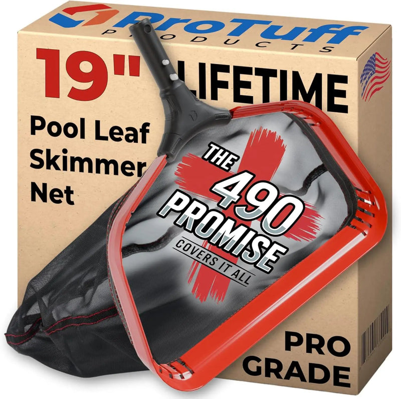 ProTuff 19" Fine Pool Net for PROS – “490 Promise” Unlimited Unconditional Replacement – Cleans 3X Faster Than Vacuum – Wide Pool Skimmer Net with Deep Bag for Easy Maintenance of Leaves, Bugs, Debris by GreenHaven Gardens