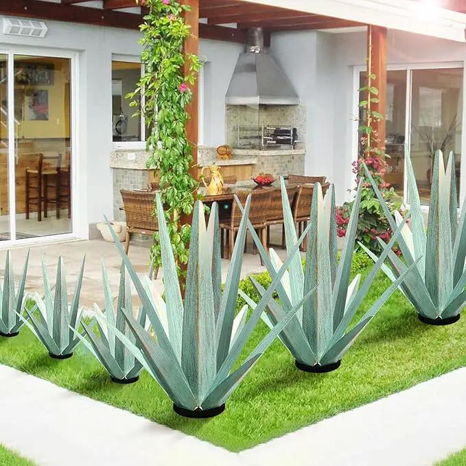 Large Tequila Rustic Sculpture, Rustic Metal Agave Plants for Outdoor Patio Yard, Home Decor Hand Painted Metal Agave Garden Yard Statue, Outdoor Lawn Ornaments (Mint Green - L) by GreenHaven Gardens