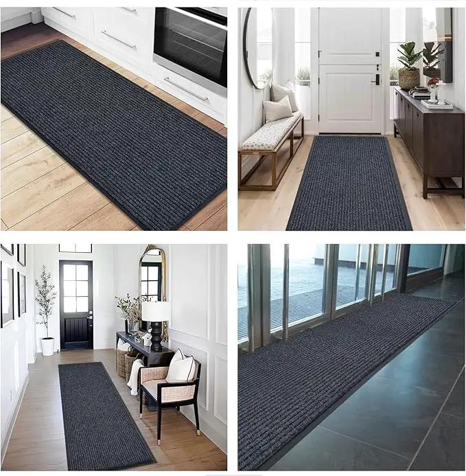 fani Heavy Duty Large Outdoor Indoor Entrance Black Doormat Waterproof Low Profile Entrance Rug Front Door Mat Patio Anti-Skid Rubber Back, 23x72 inch (Gray) by GreenHaven Gardens
