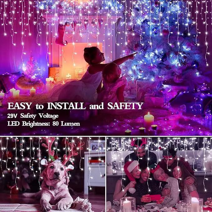 480 LED 49FT Christmas Lights Plug in 8 Modes with Timer Dimmable Christmas Decorations Outdoor Waterproof Indoor Curtain String Lights for Roof Porch Garden Holiday Wedding Party Decor Cool White by GreenHaven Gardens