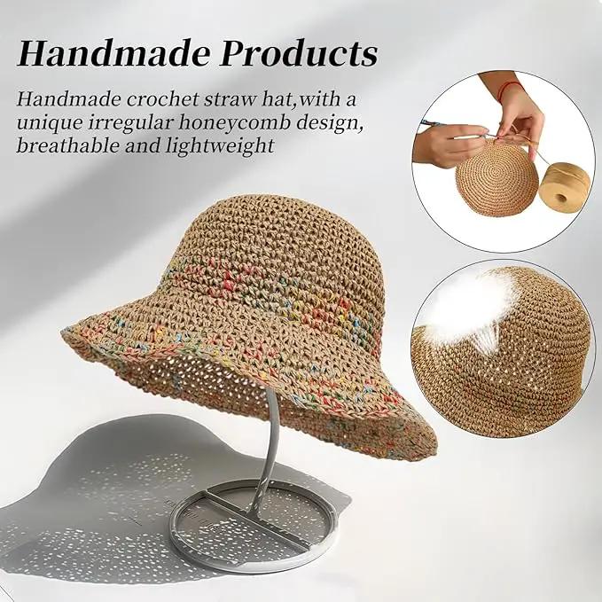 Floppy Big Beach Straw Hats for Women Foldable Summer Wide Brim Packable Sun Hat Womens Travel Straw Fedora Hat by GreenHaven Gardens