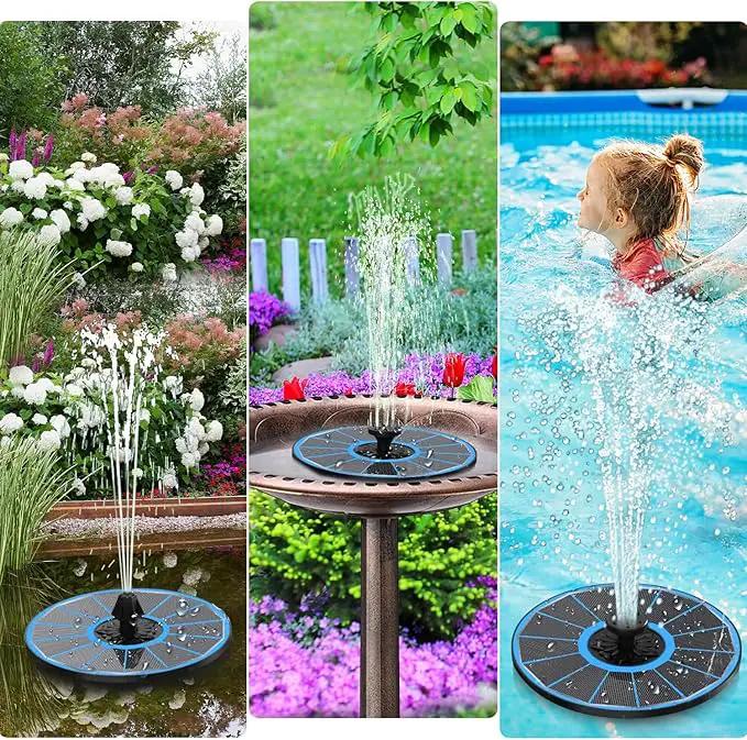 Solar Water Fountain with 2000 mAh Battery Backup Works in Cloudy, 3.5 W Glass Small Solar Fountain Pump with 7 Nozzles, Bird Bath Fountains Solar Power for Bird Bath, Hummingbird,Pond, Garden by GreenHaven Gardens