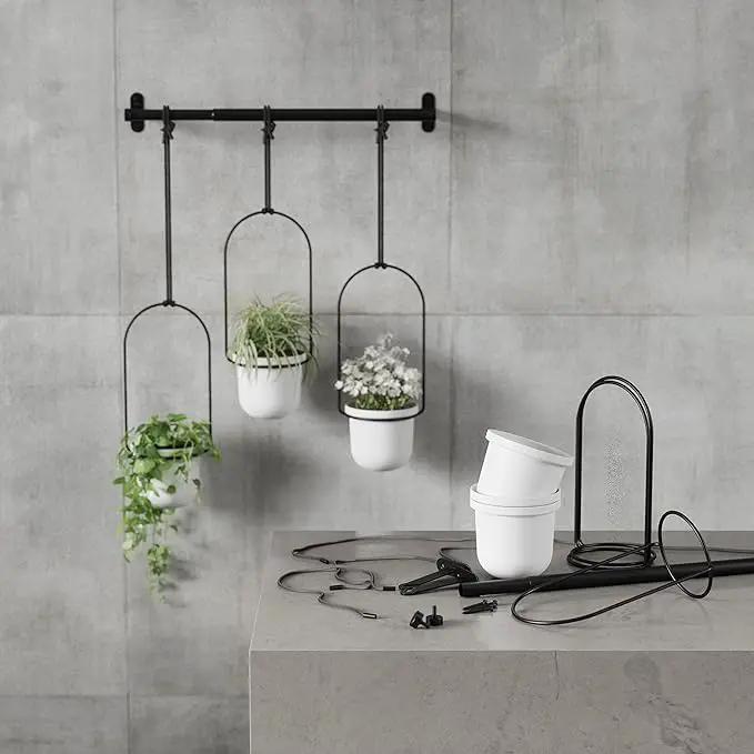 Umbra Triflora Hanging Planter for Window, Indoor Herb Garden, Set of 3, White/Black by GreenHaven Gardens