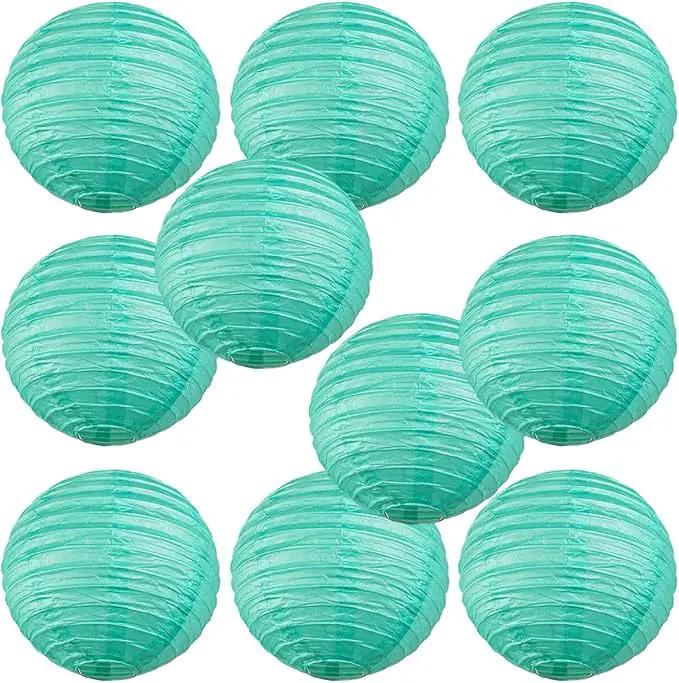 WYZworks - Round Paper Lanterns 10 Pack (Sea Green, 12") - Hanging Paper Lanterns Lamp for Wedding, Birthday, Party and Home Decorations with 8", 10", 12", 14", 16" Option by GreenHaven Gardens