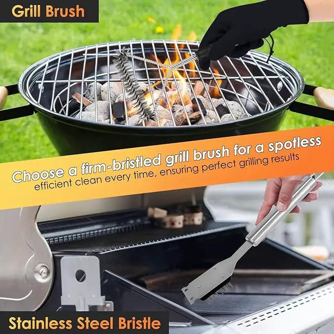 Yoehka BBQ Grilling Accessories Set, 34Pcs Heavy Duty Grill Tools for Outdoor Camping, Grilling Gifts for Men Dad, Stainless Steel Barbecue Utensils Kit with Mats and Glove in Carrying Bag, Silver by GreenHaven Gardens