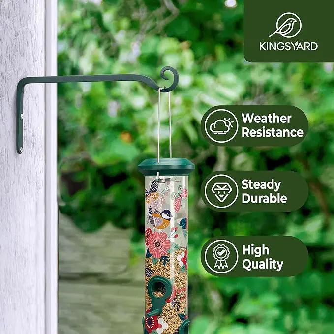 Kingsyard 2-Pack Wall Plant Hanger Outdoor - Heavy Duty Metal Hanging Bracket Hooks for Hanging Plant Bird Feeders Lanterns Wind Chimes Outdoor & Indoor, 10-Inch/Green by GreenHaven Gardens