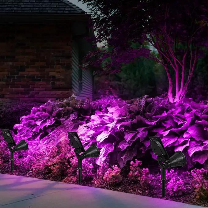 T-SUN [2 Pack] LED Solar Spotlights, Waterproof Outdoor Security Landscape Lamps, Auto-on/Auto-Off by Day, 180 Angle Adjustable for Tree, Patio, Yard, Garden, Driveway, Stairs, Pool Area(Purple) by GreenHaven Gardens