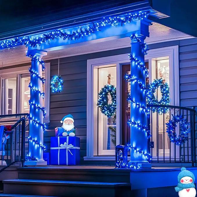 JMEXSUSS Connectable 100 LED Blue Christmas Lights Clear Wire, 8 Modes Blue Christmas Tree Lights Indoor Outdoor Plug in, 33ft Fairy String Lights for Christmas Tree, Xmas, Party, Garden by GreenHaven Gardens