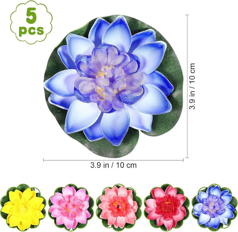 Artificial Floating Lotus Flower Water Lily Pads EVA Lotus Flower Water Lily Pads Leaves 5pcs for Pond Decoration by GreenHaven Gardens