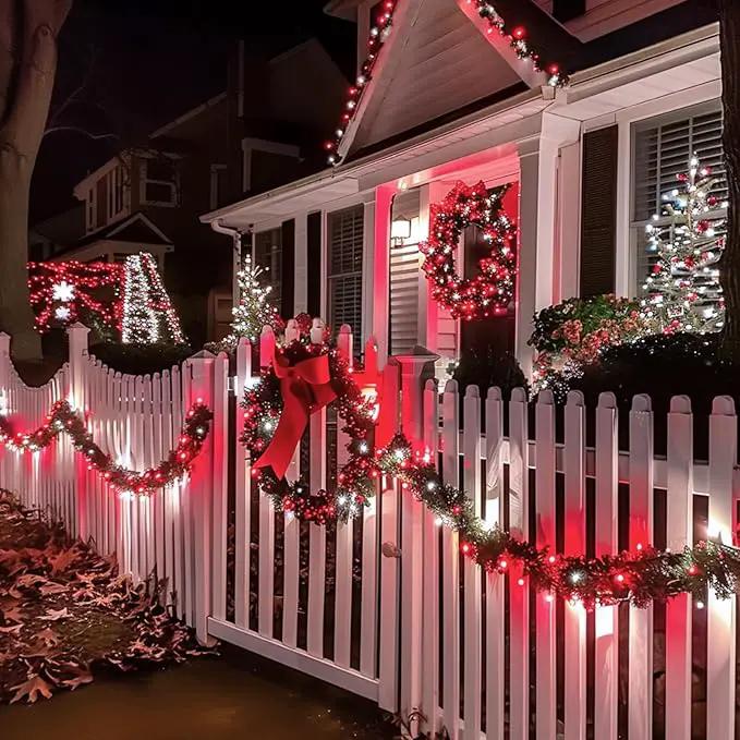 JMEXSUSS 2 Pack Red and White Solar Christmas Lights, Total 400 LED 151FT Solar String Lights Outdoor Waterproof, 8 Modes Solar Lights for Outside Tree Patio Christmas Decorations by GreenHaven Gardens