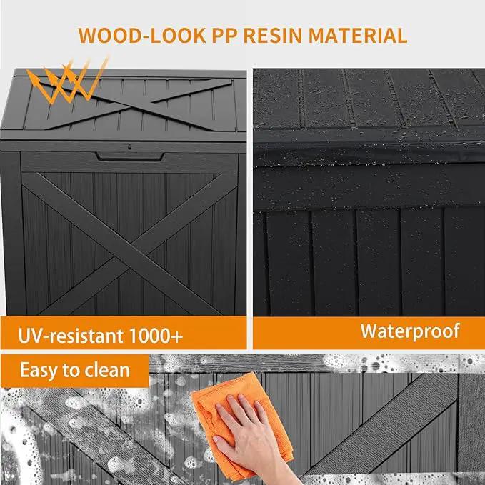 32 Gallon Resin Deck Box, Lockable Outdoor Storage Box for Patio Cushions Storage Furniture,Garden Tools, Pool Supplies, Weatherproof and UV Resistant（Black X） by GreenHaven Gardens
