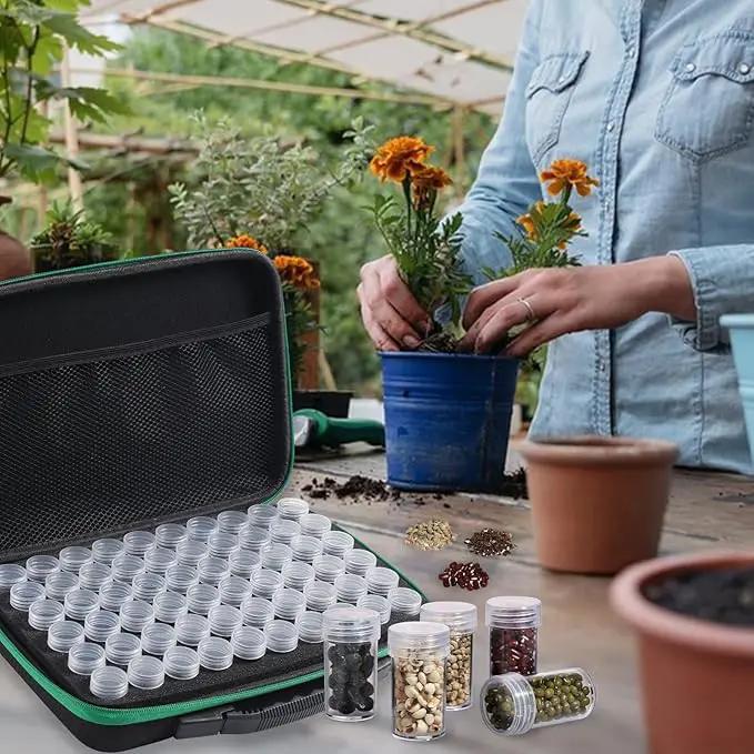 Seed Storage Box, Portable Seed Saving Box, Sturdy Seed Organizer Kit Seed Envelopes Funnel Label, Seed Container for Flower Plants Vegetable Seed, M-60 Slots by GreenHaven Gardens