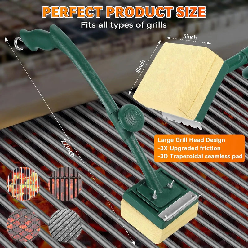 Replaceable BBQ Cleaning Head (No Handle), Safe Replacement Cleaning Pad for Cast Iron/Stainless-Steel Grates by GreenHaven Gardens