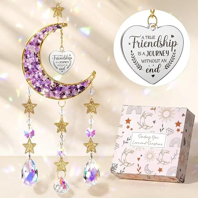 Best Friend Birthday Gifts for Women Unique, for Friends Female, Long Distance Friendship Gifts for Women BFF Bestie Sister Gifts, Moon Crystal Suncatcher for Window Hanging Decor by GreenHaven Gardens
