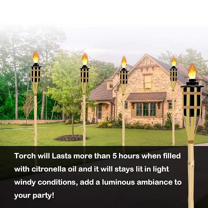 16 oz Torch Replacement Canister (4 Pack) - Outdoor Citronella Fuel Refill for Bamboo Torches with Wicks & Covers, Long-Lasting, Perfect for Patio, Luau Party, Garden Decor by GreenHaven Gardens
