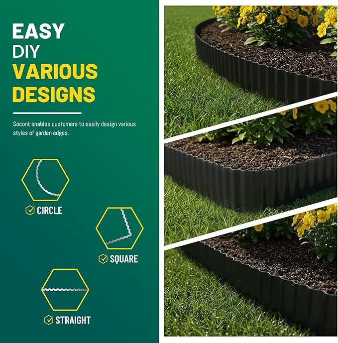 Corrugated Metal Garden Edging, 6"×20Ft Durable Landscape Border for Garden, Lawn, Flower Beds and Paver Edging (Black) by GreenHaven Gardens