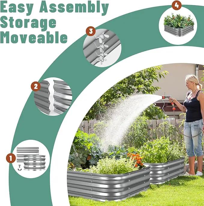 Raised Garden Bed, 2×2×1ft Galvanized Steel Planter Boxes, Heavy Duty Outdoor Raised Garden Bed Planter Kit for Gardening, Rustproof Garden Beds for Vegetables, Fruits, Flower Grow by GreenHaven Gardens