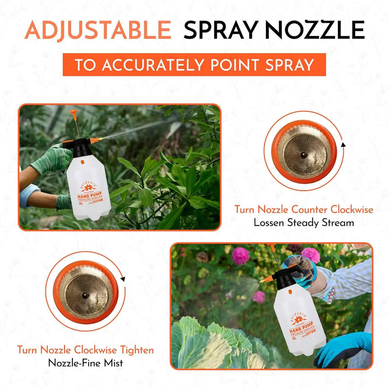 Handheld Pumping Sprayer Viton Seals Sprayers in Lawn and Garden, Spray Bottles for Cleaning Chemical Sprayer Continuous Spray Bottle for Plants 2L Plus (0.53 Gallon/68oz) by GreenHaven Gardens