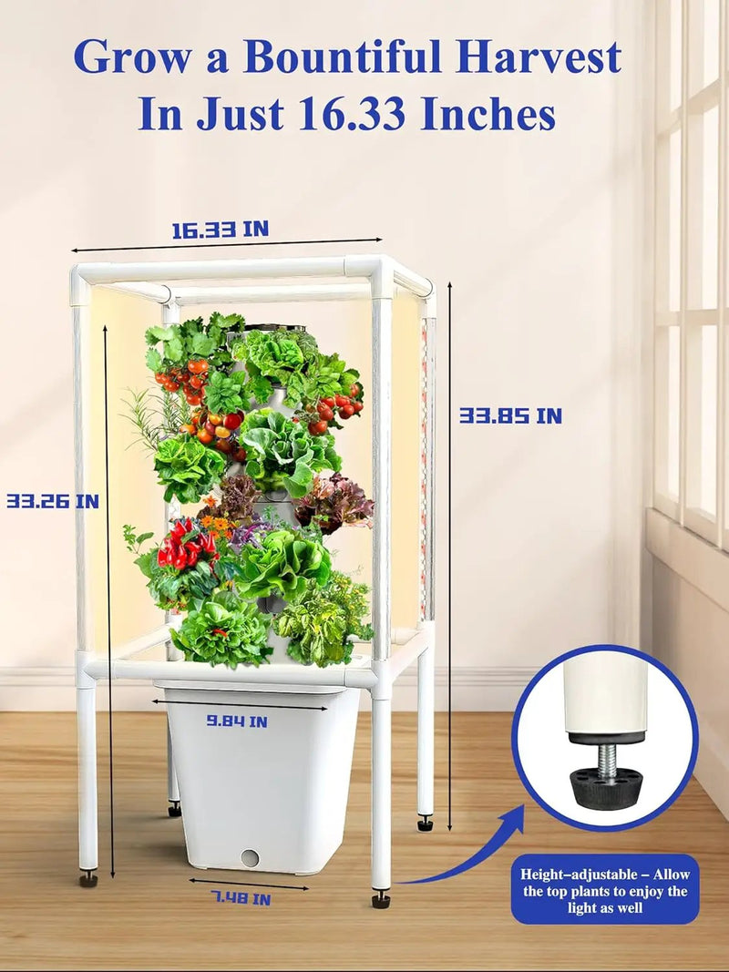 SJZX Hydroponics Growing System, 18 pods Vertical Small hydroponic Tower with LED Grow Light for Indoor Gardening, Classroom Growing Kit, Winter Germination Kits, Beginner-Friendly by GreenHaven Gardens