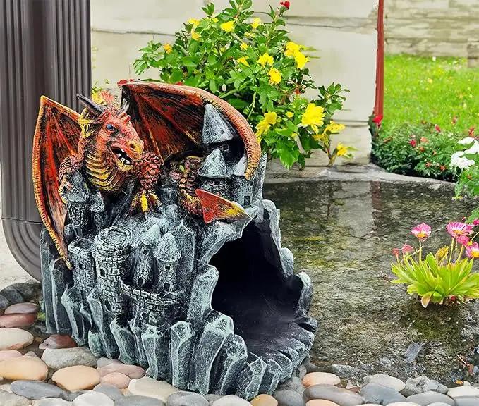 Dragon Statue Gutter Downspout Extender,Garden Outdoor Decor Sculpture,Gutter Diverter Rain, Splash Block,Eco-Friendly Resin, Decorative Gutter Extension Downspout, Ideal for 3"x4" Downspouts by GreenHaven Gardens