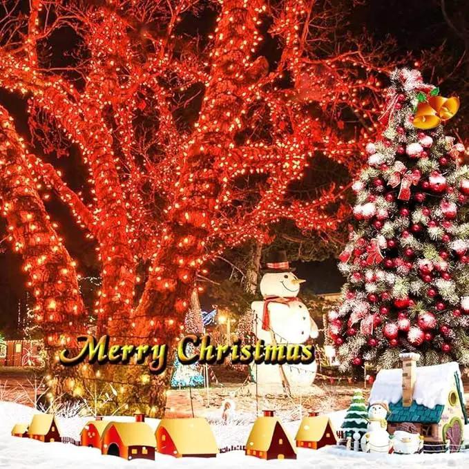 Toodour Solar Christmas Lights - 2 Packs Total 144ft 400 LED 8 Modes Waterproof Outdoor String Lights for Garden, Patio, Fence, Balcony, Christmas Tree Decor - Red by GreenHaven Gardens