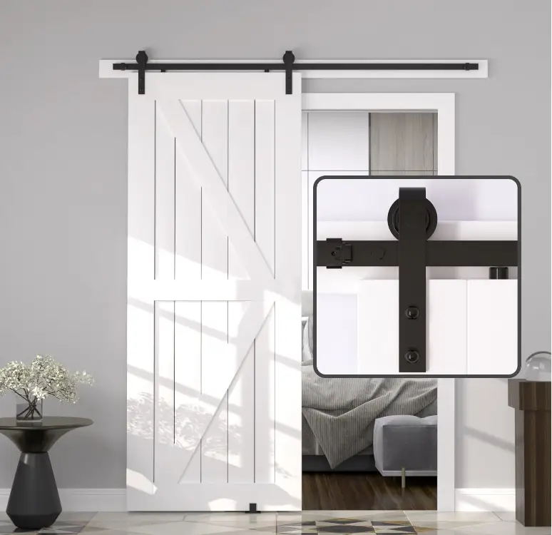 8 FT Double Sliding Barn Door Track and Handle Hardware Kit by HouseOfZazla