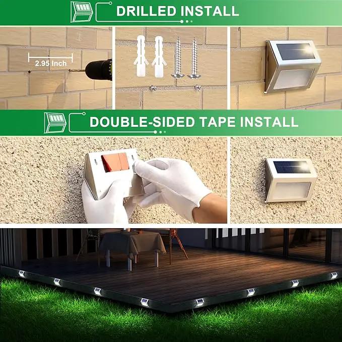 JSOT Solar Lights Outdoor for Deck,Waterproof Solar Garden Lights Decorative Outside Lamp for Walkway,Fence Post,Backyard,Railing,Wall,Pool,Step,Stairs 8 Lights Cool White by GreenHaven Gardens