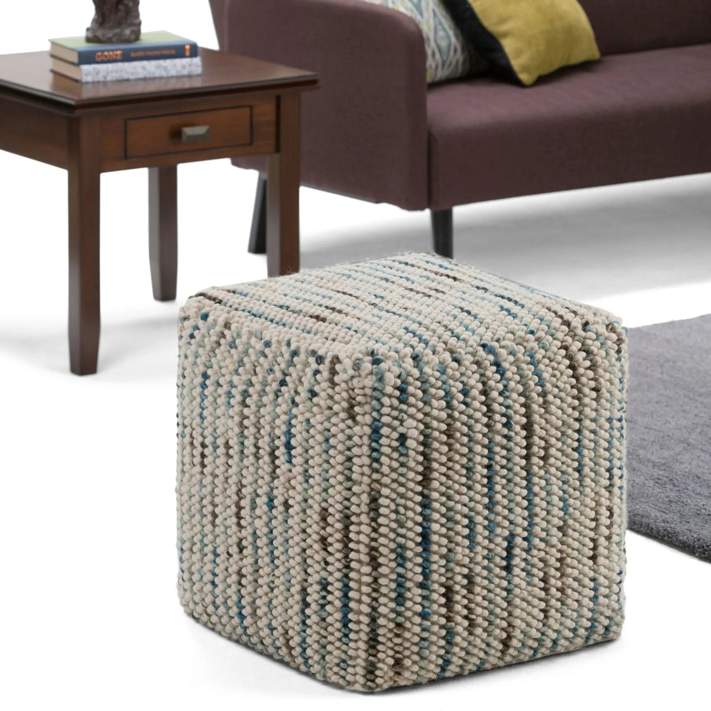 Zoey - Handcrafted Woven Cube Pouf by HouseOfZazla