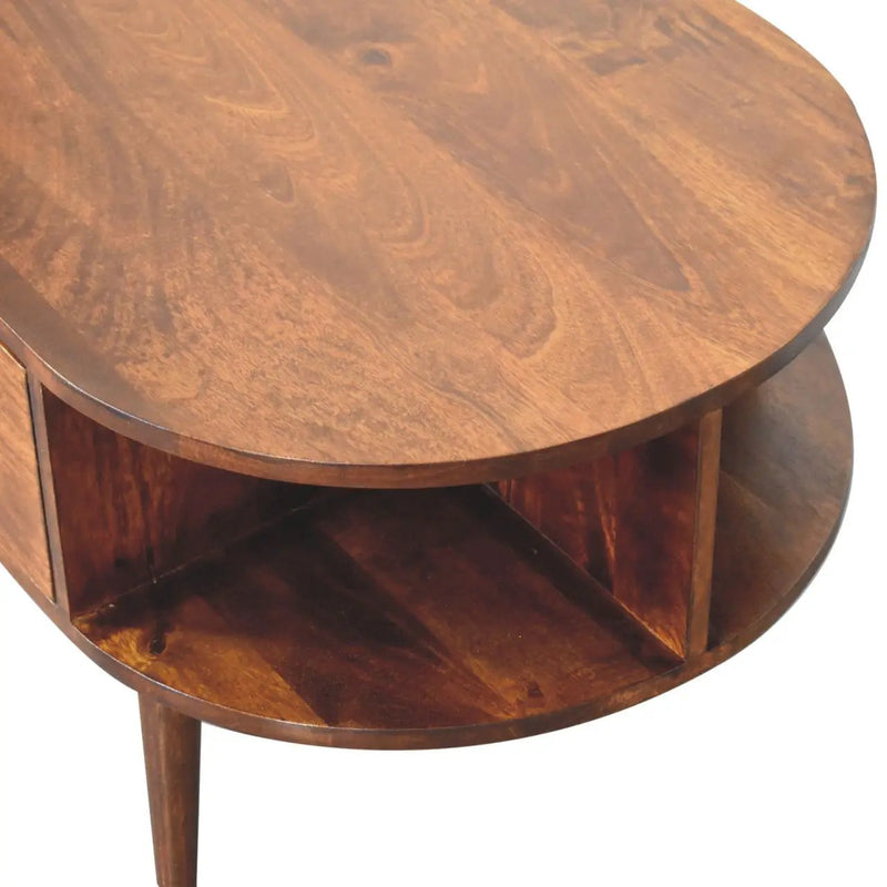 Oval Coffee Table With 1 Drawer - Chestnut by Unique Piece Furniture