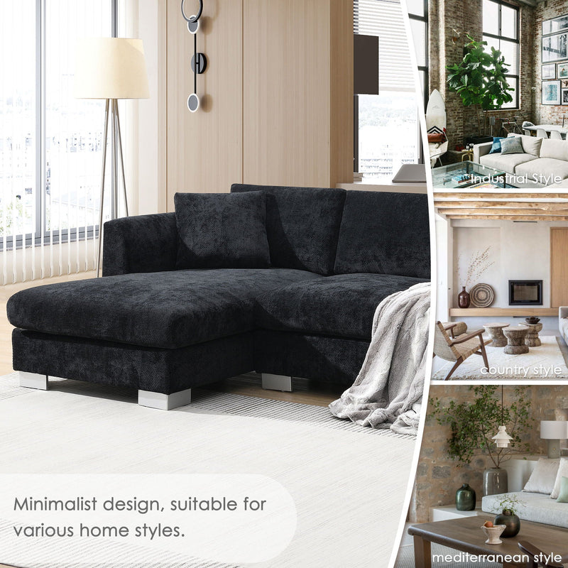 Modern Cloud Sectional Sofa L Shaped Luxury Couch Set With 2 Free Pillows 4 Seat With Oversized Chaise by Unique Piece Furniture