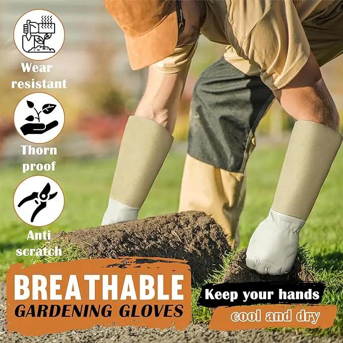 HANDLANDY Rose Pruning Gloves for Men & Women, Long Thorn Proof Gardening Gloves, Breathable Pigskin Leather Gauntlet, Best Garden Gifts & Tools for Gardener by GreenHaven Gardens