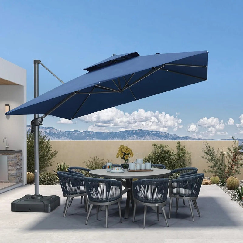 PURPLE LEAF Cantilever Umbrella Double Top Large Offset Hanging 12FT O