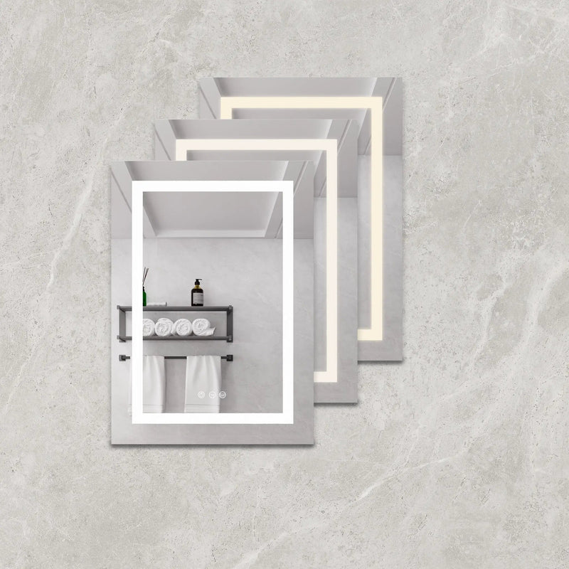 20 X 28" Bathroom Medicine Cabinet With Mirror Wall Mounted LED Bathroom Mirror Cabinet With Lights, Anti-Fog, Waterproof, Dimmable, 3000K~6000K, Single Door, Touch Swich, Storage Shelves - Silver by Unique Piece Furniture
