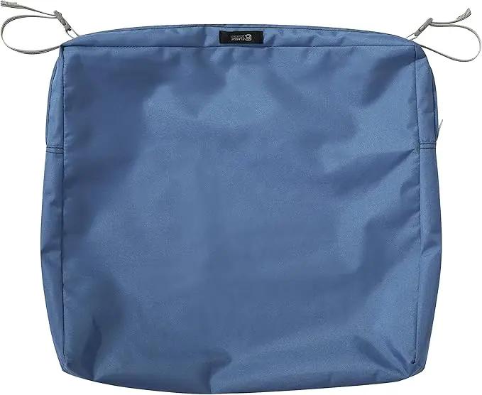 Classic Accessories Ravenna Water-Resistant 21 x 19 x 3 Inch Patio Seat Cushion, Empire Blue, Chair Seat Cushion by GreenHaven Gardens