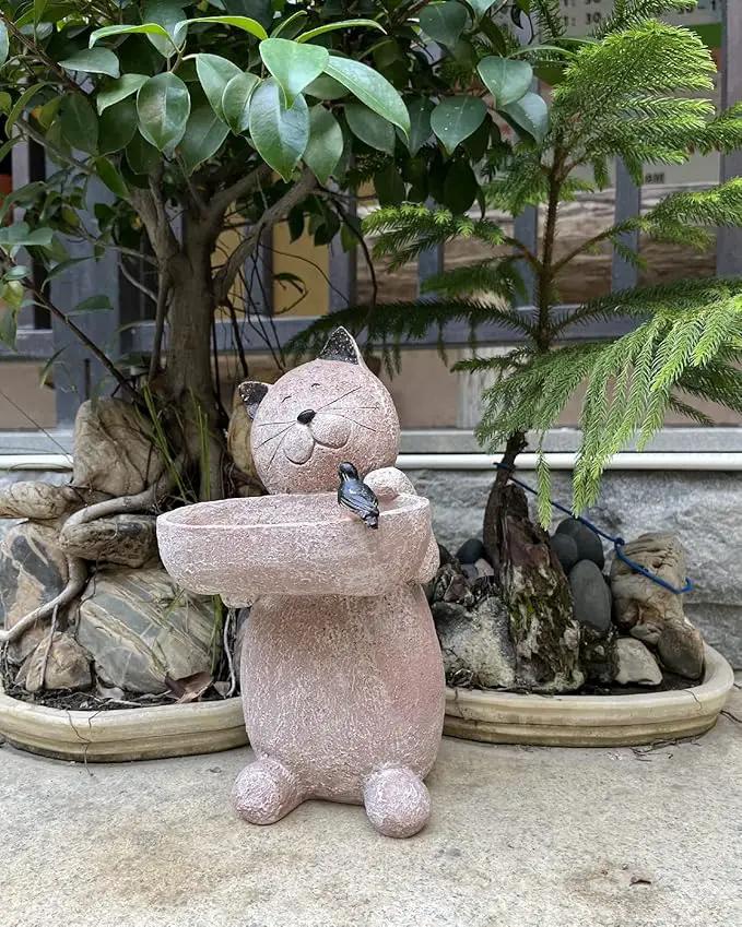 Cat Garden Statue Outdoor Decor Sculptures 12.3 Inch Height Figurine Gardening Lawn Ornament Gifts for Women by GreenHaven Gardens