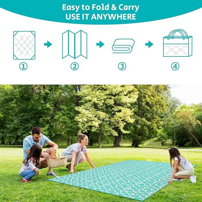 HEBE Outdoor Rug Waterproof 9x12, Reversible Plastic Straw Rug RV Camping Rug, Indoor Outdoor Patio Mat Clearance, Outside Carpet for Porch,Deck,Camper,Balcony,Backyard,Picnic by GreenHaven Gardens